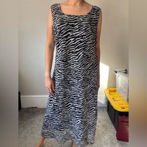 Vintage Grunge Zebra Print Mesh Whimsygoth Maxi Streetwear Dress - Medium